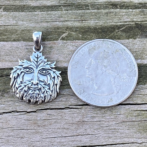Green Man pendant .925 Sterling Silver Peter Stone - Picture 5 of 13